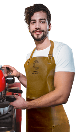 Coffee Architects Barista With Tan Leather Apron