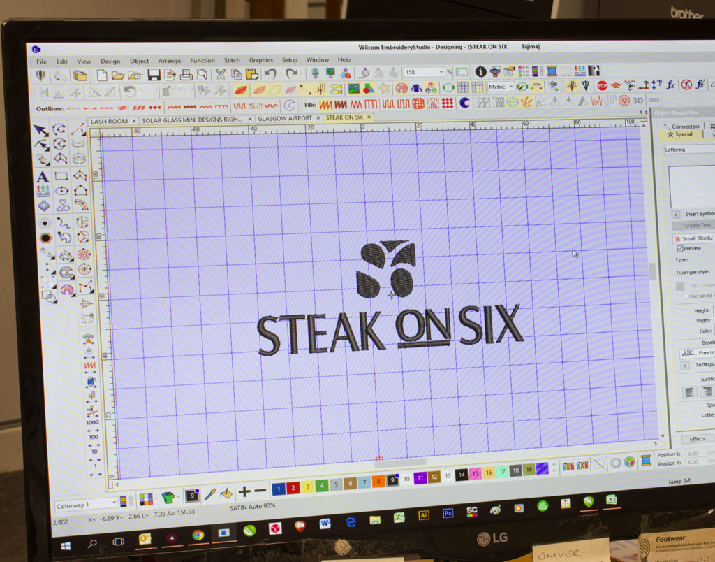 computer-aided-embroidery-design Leather Apron Embroidery Computer Aided 3D Model Steak On Six Logo