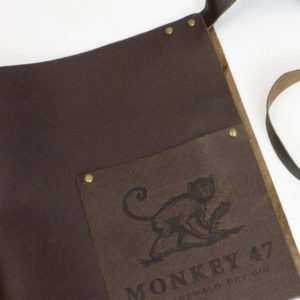 Short Leather Bar Apron Monkey 47 Embossing Leather Apron Debossing