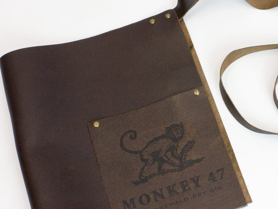 Short Leather Bar Apron Monkey 47 Embossing Leather Apron Debossing